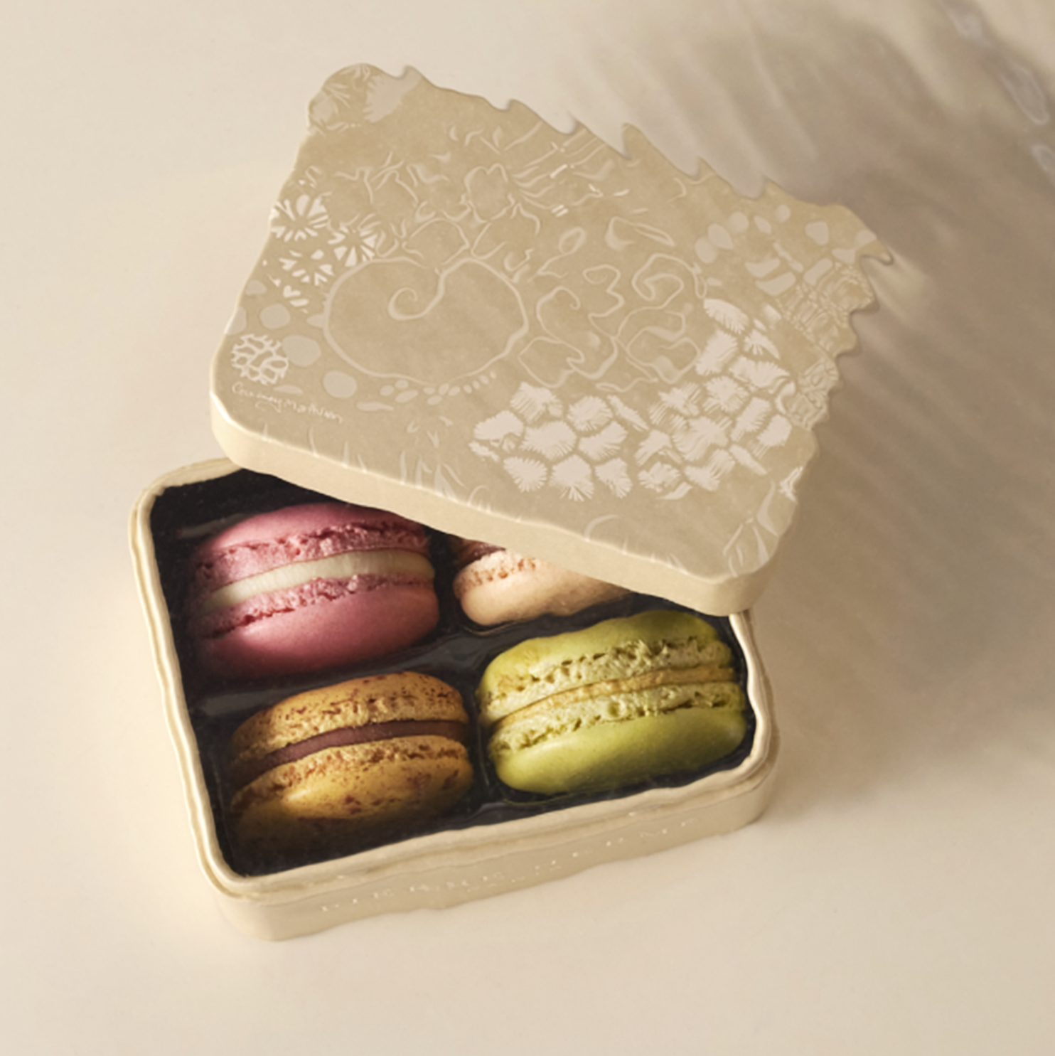 Metallbox mit 4 Macarons